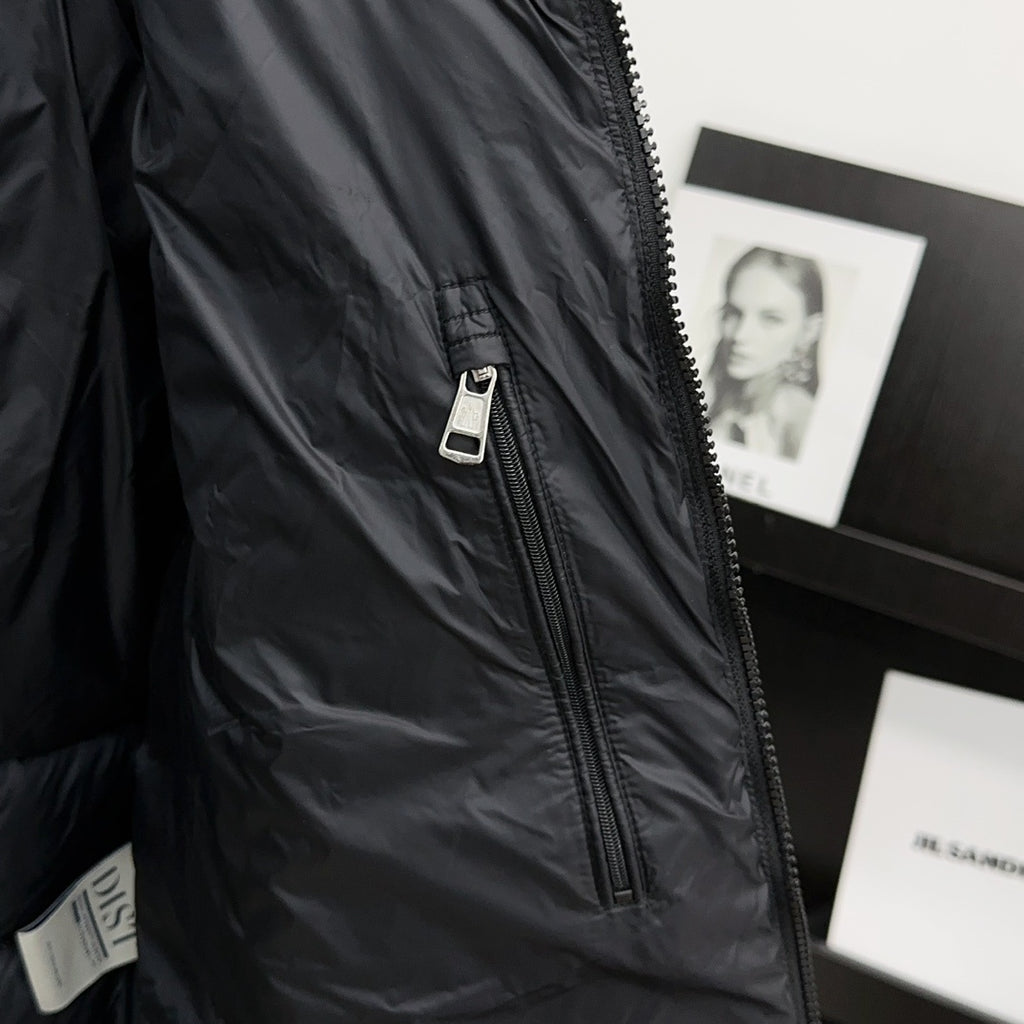 Moncler Down Jacket with Woven Ribbon Sleeves