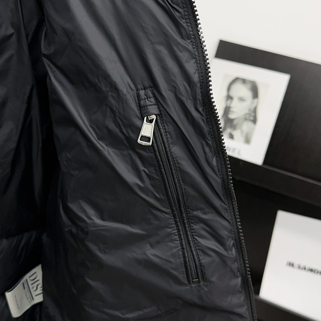 Moncler Down Jacket with Woven Ribbon Sleeves