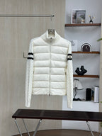 Moncler Stand Collar Down Jacket with Knitted Sleeves