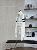 Moncler Stand Collar Down Jacket with Knitted Sleeves