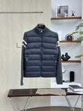 Moncler Stand Collar Down Jacket with Knitted Sleeves