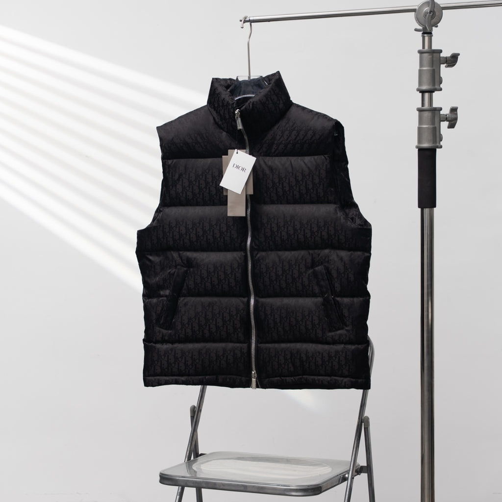 Christian Dior All-over Print Stand-up Collar Down Vest