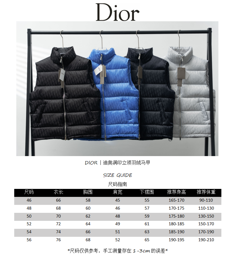 Christian Dior All-over Print Stand-up Collar Down Vest