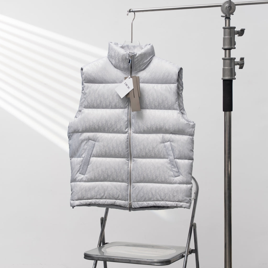 Christian Dior All-over Print Stand-up Collar Down Vest
