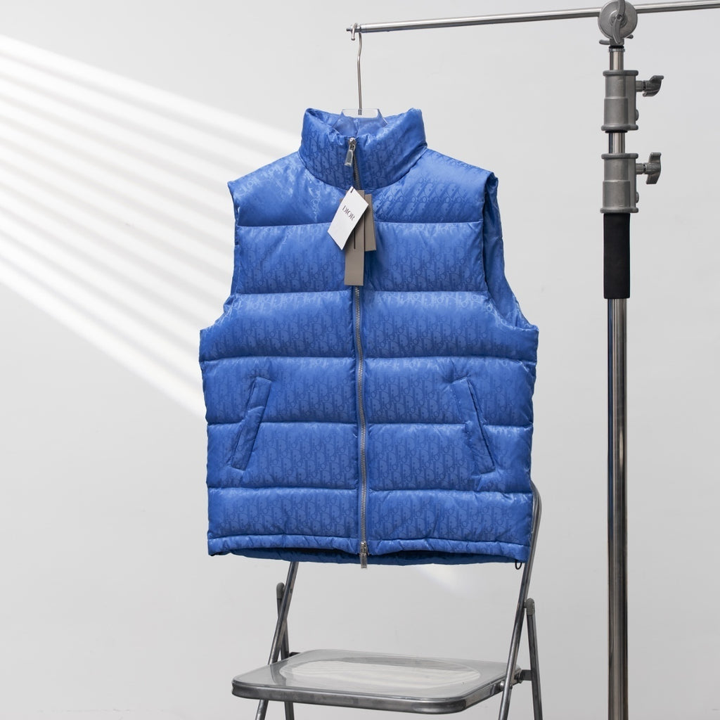 Christian Dior All-over Print Stand-up Collar Down Vest