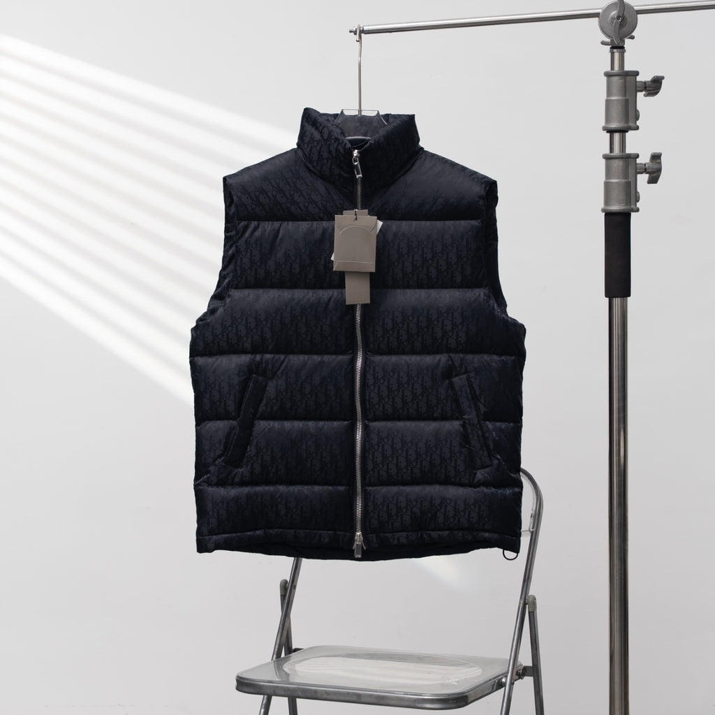 Christian Dior All-over Print Stand-up Collar Down Vest