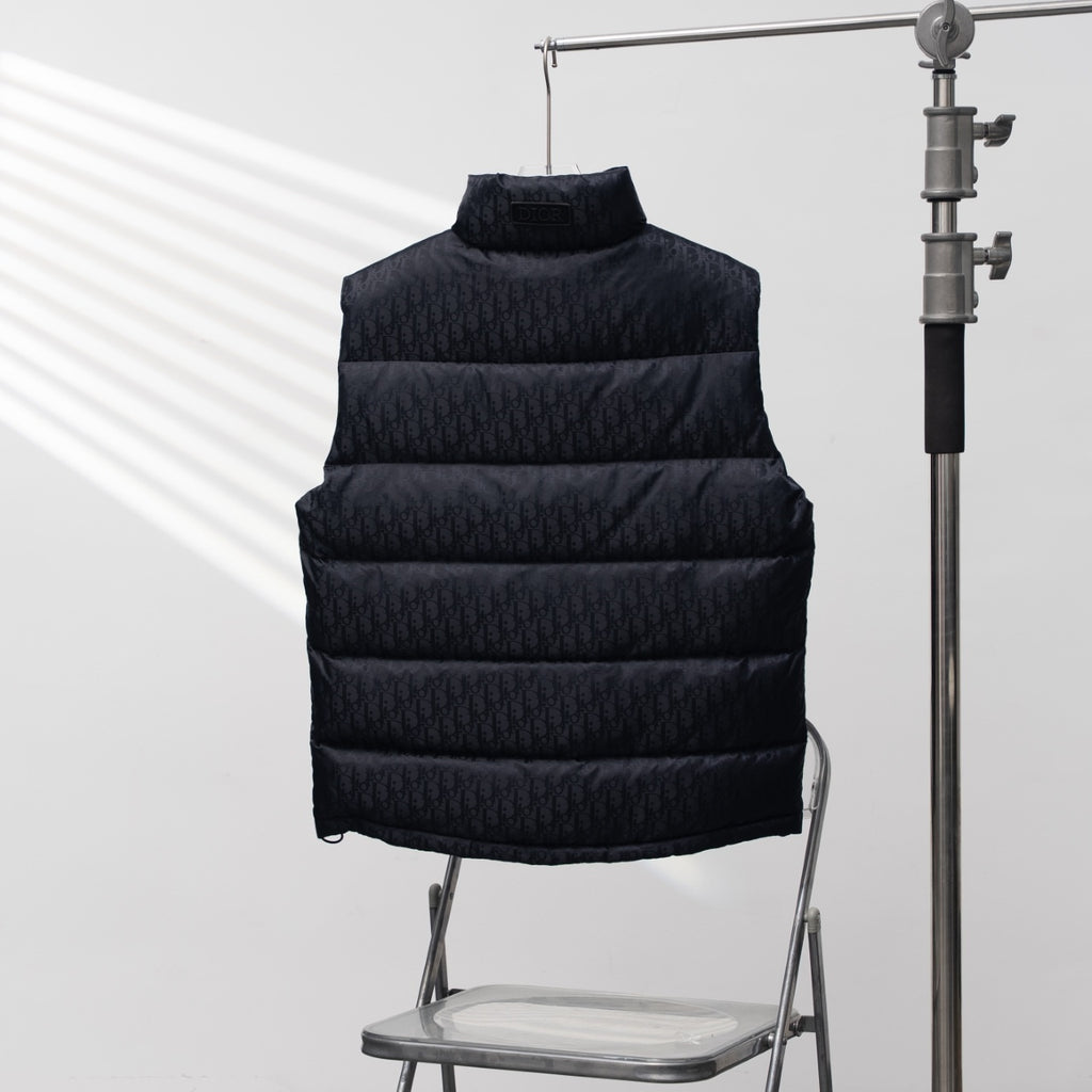 Christian Dior All-over Print Stand-up Collar Down Vest