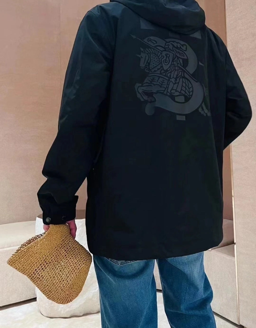 Burberry Solid Color Warhorse Print Hooded Jacket