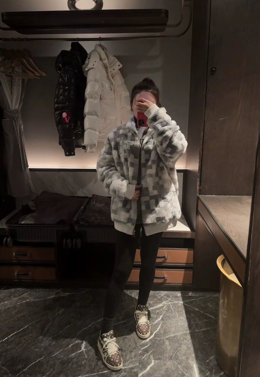 Louis Vuitton Mosaic Lamb Wool Coat