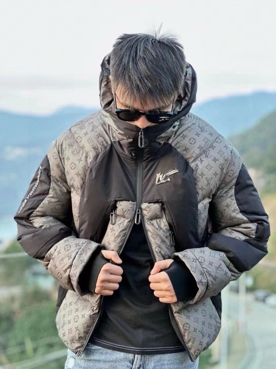 Louis Vuitton Monogram Gradient Hooded Down Jacket