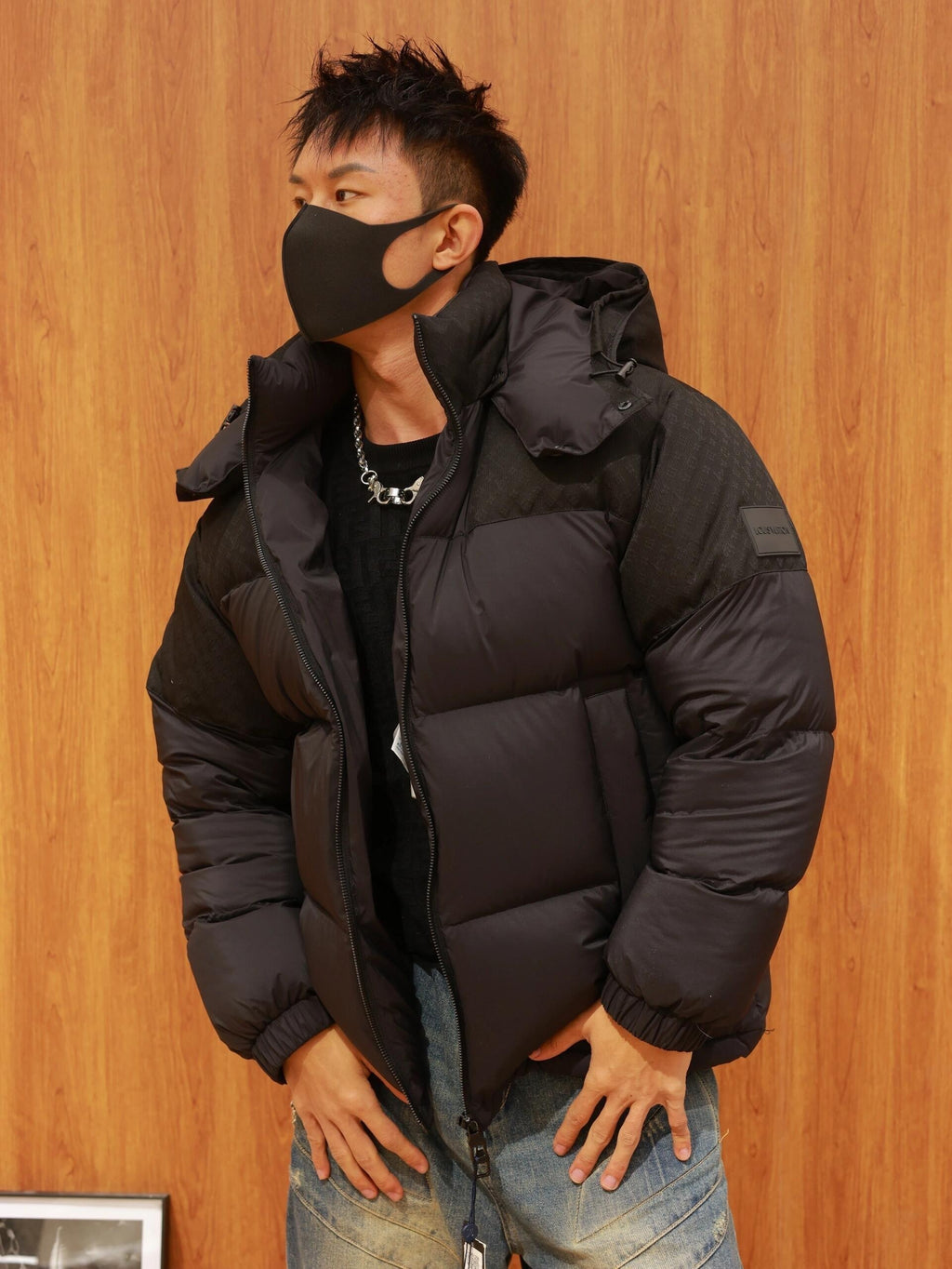 Louis Vuitton Hooded Zip-up Down Jacket with Waist