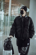 Miu Miu Iron-print Leather Lapel White Goose Down Jacket