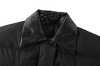 Miu Miu Iron-print Leather Lapel White Goose Down Jacket