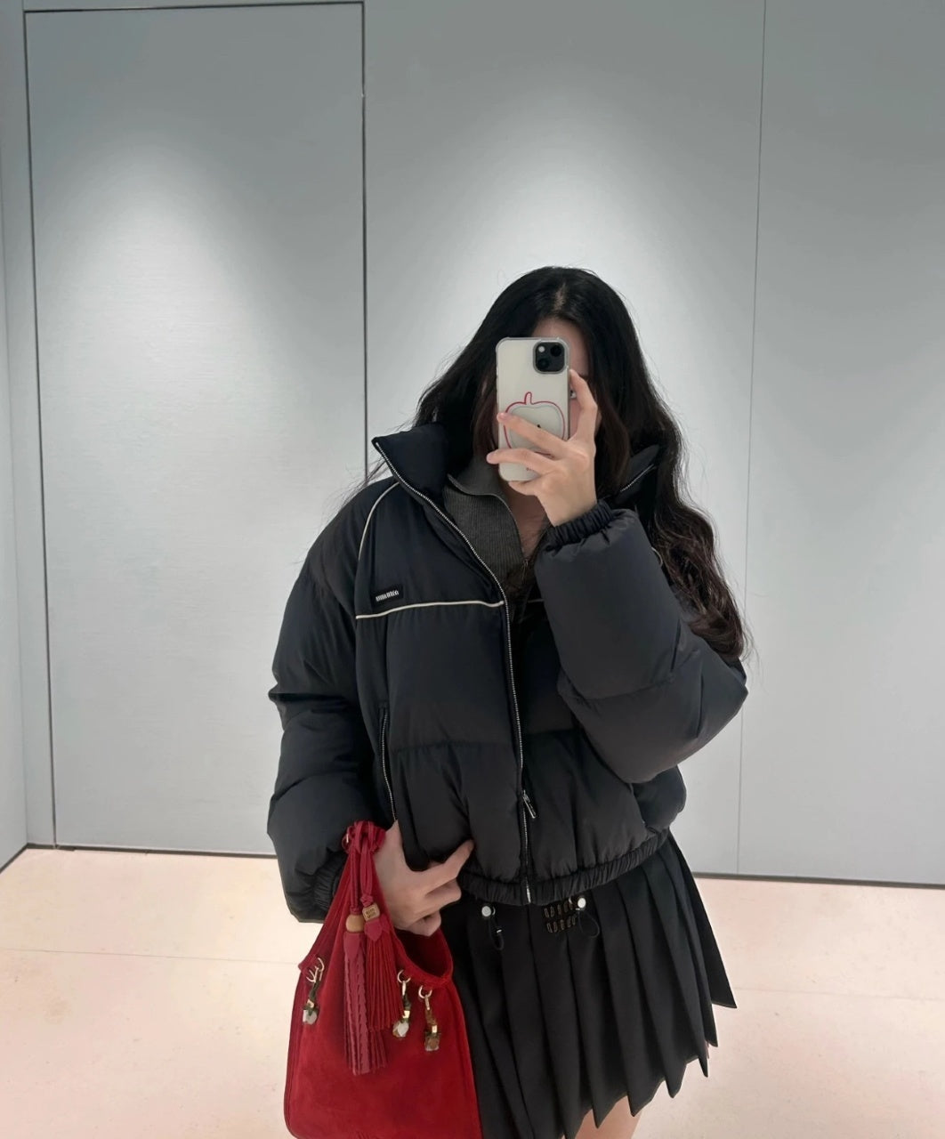 Miu Miu Small Label Strap Short Down Jacket