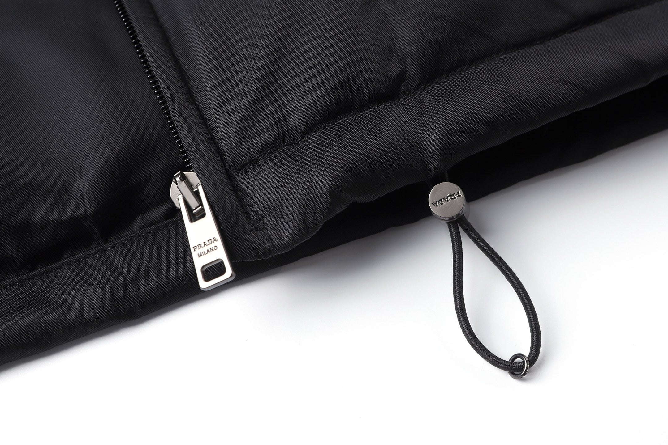 Prada Stand Collar Solid Color Zipper Long Sleeve Down Jacket