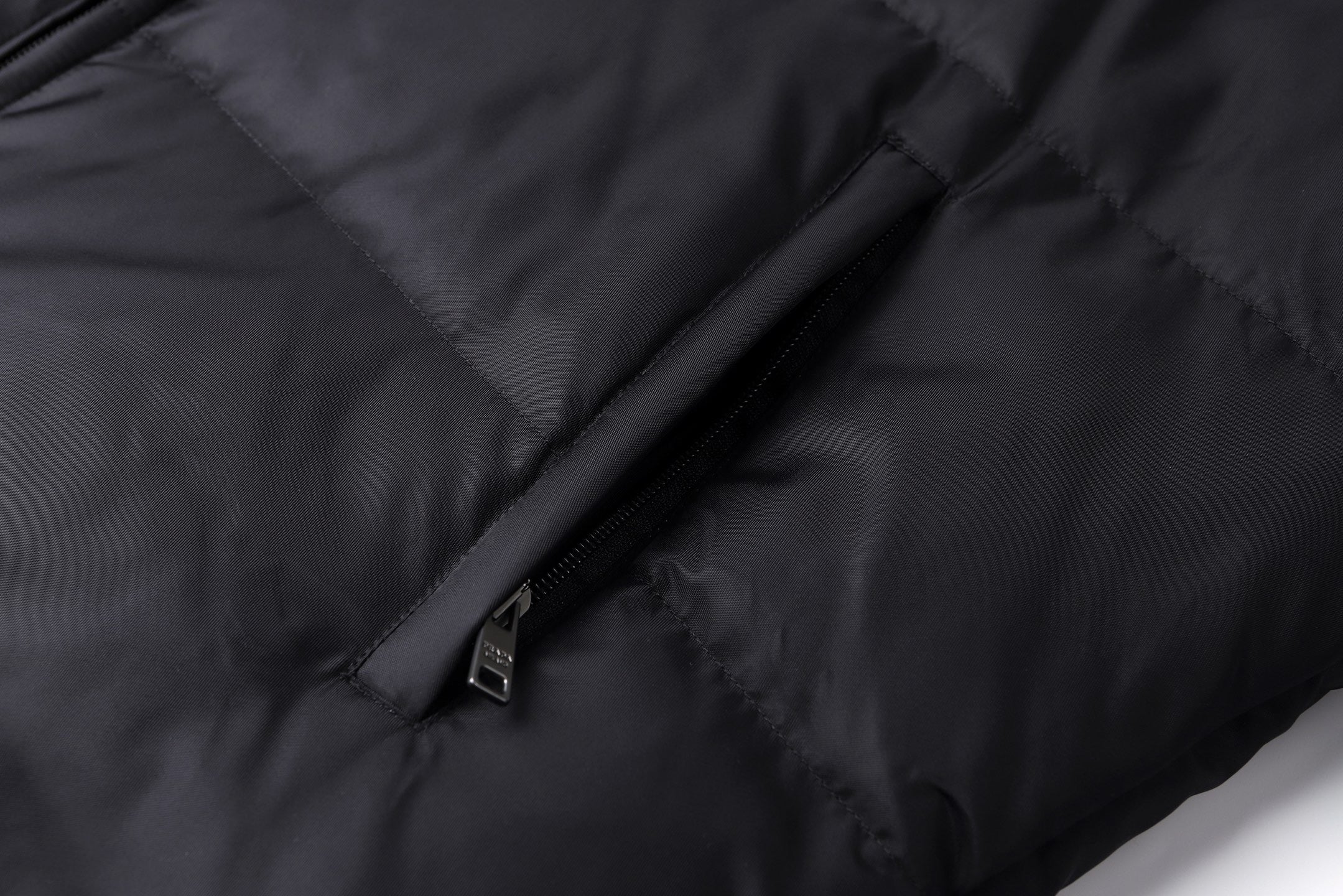 Prada Stand Collar Solid Color Zipper Long Sleeve Down Jacket