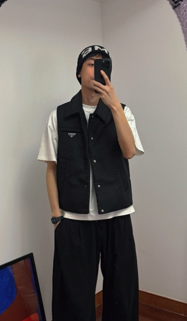 Prada Triangle Logo Jacquard Cotton Vest