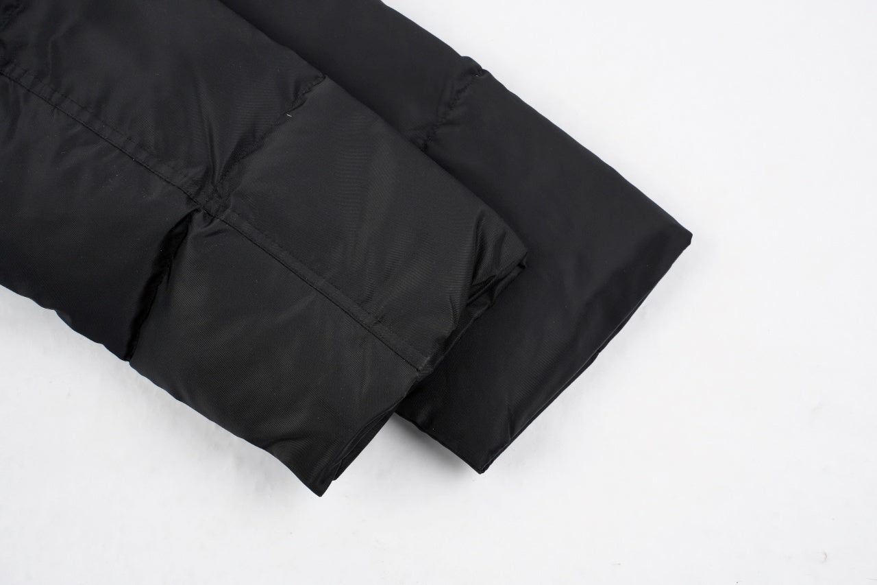 Prada Nylon Spliced Denim Down Jacket