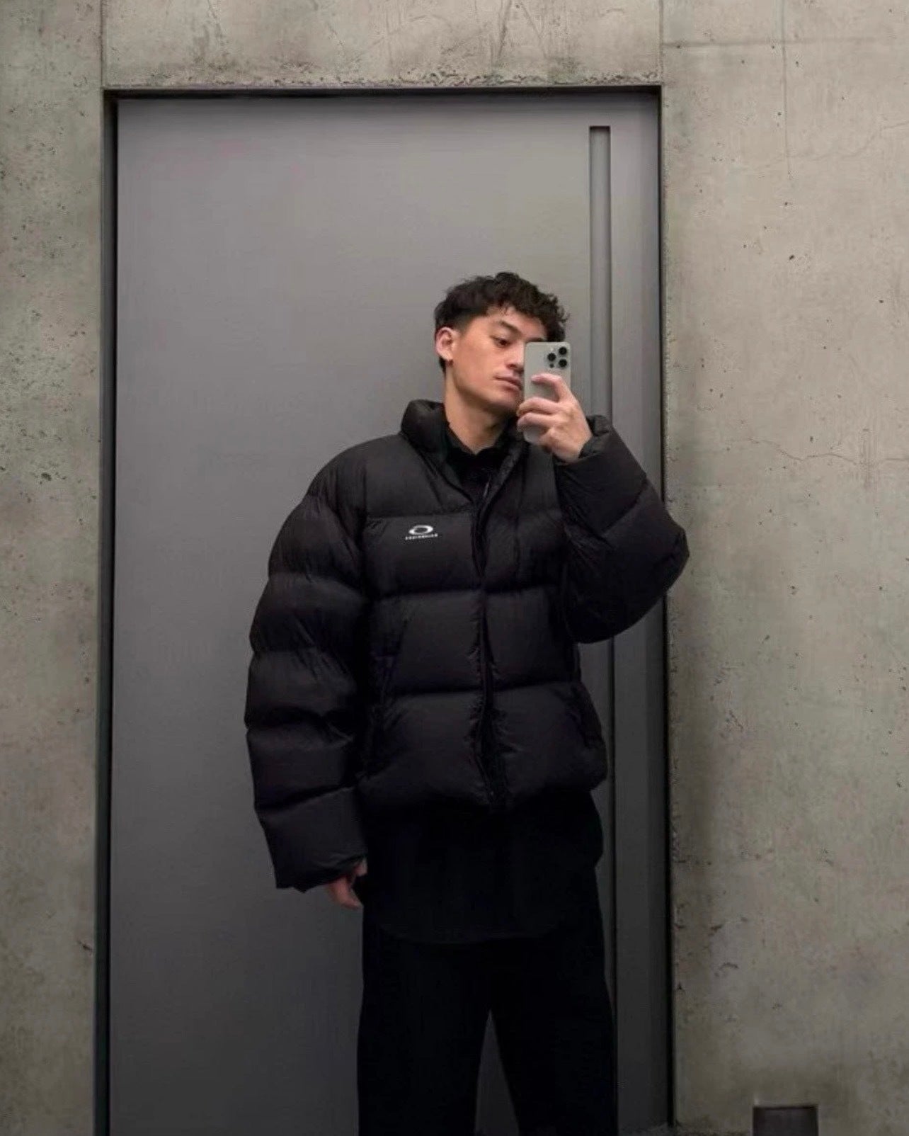 Balenciaga Short Puffer Jacket with Circular Embroidery