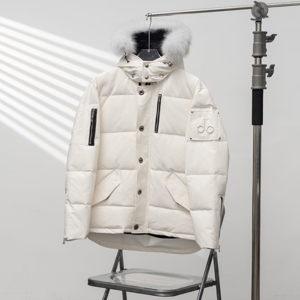 Moose Knuckles Scissors 2006 Style Hooded Down Jacket with Fur Collar