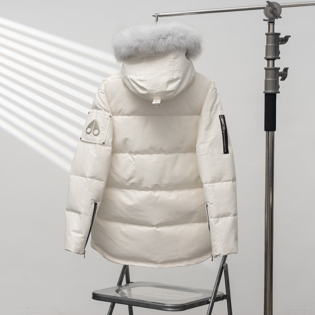 Moose Knuckles Scissors 2006 Style Hooded Down Jacket with Fur Collar