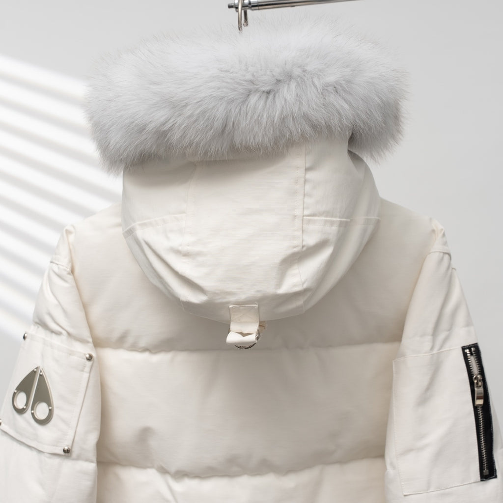Moose Knuckles Scissors 2006 Style Hooded Down Jacket with Fur Collar