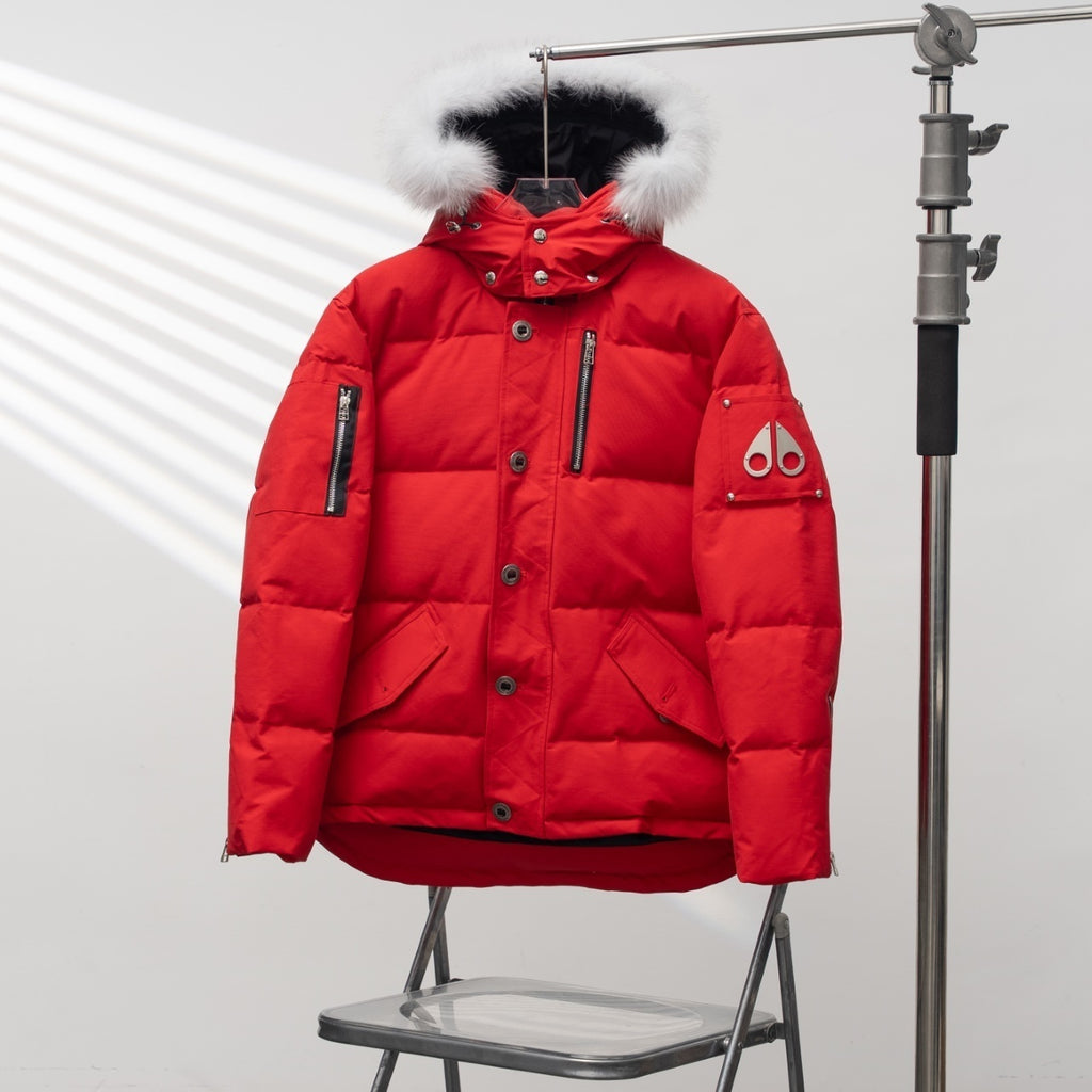 Moose Knuckles Scissors 2006 Style Hooded Down Jacket with Fur Collar