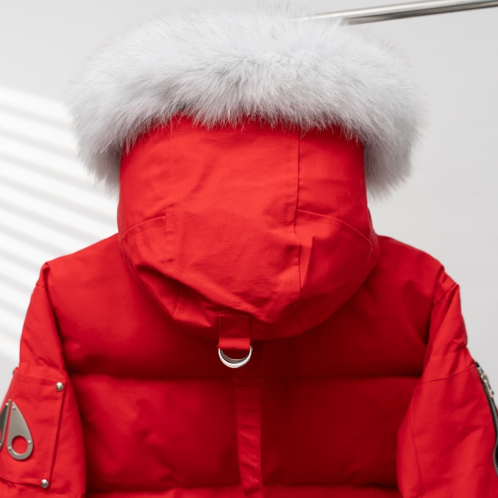 Moose Knuckles Scissors 2006 Style Hooded Down Jacket with Fur Collar