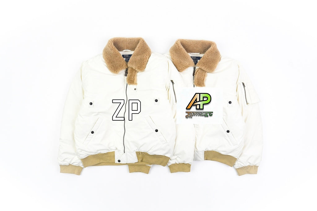 Ralph Lauren Vintage Pony Logo Down Jacket with Lambswool Collar