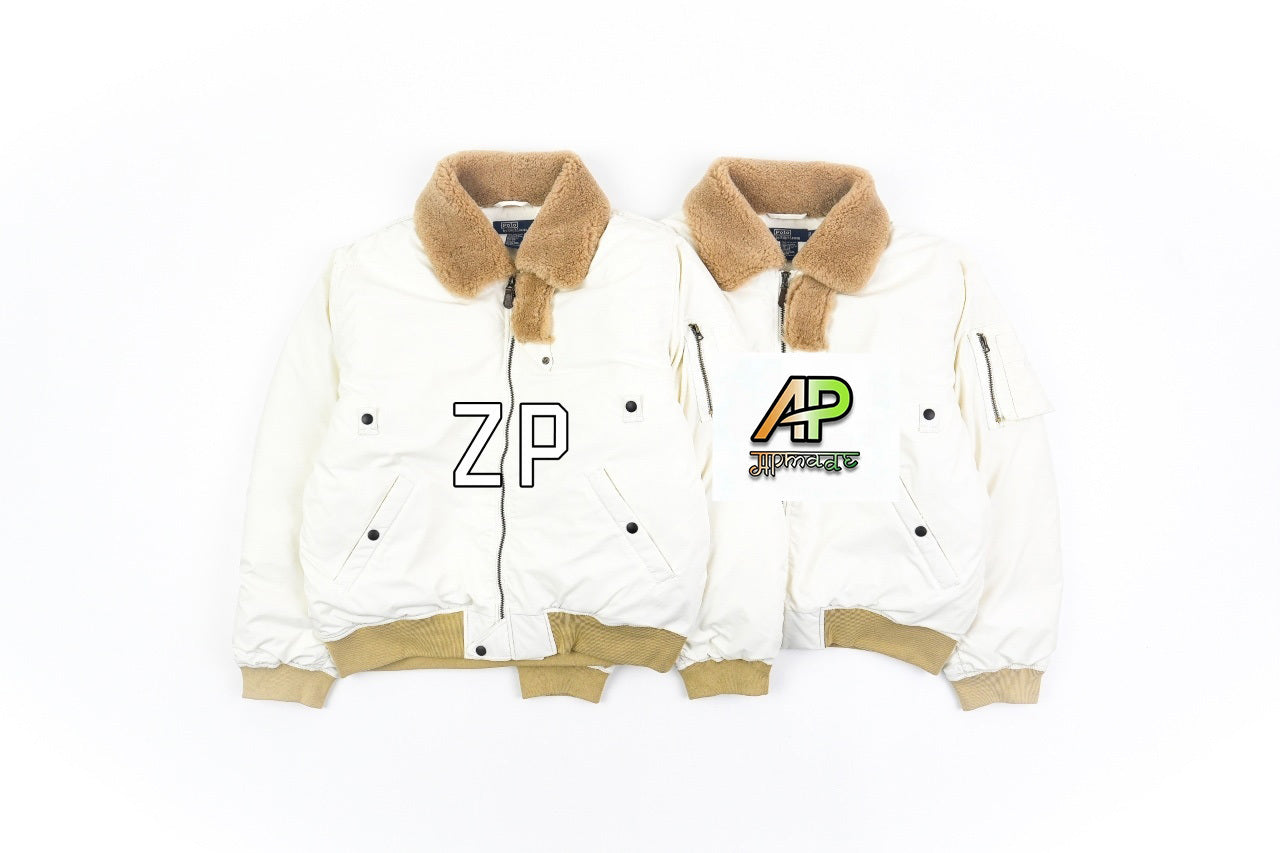 Ralph Lauren Vintage Pony Logo Down Jacket with Lambswool Collar