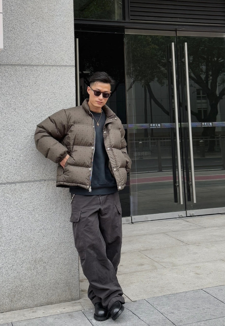 Chrome Hearts Military Green All-over Print Down Jacket