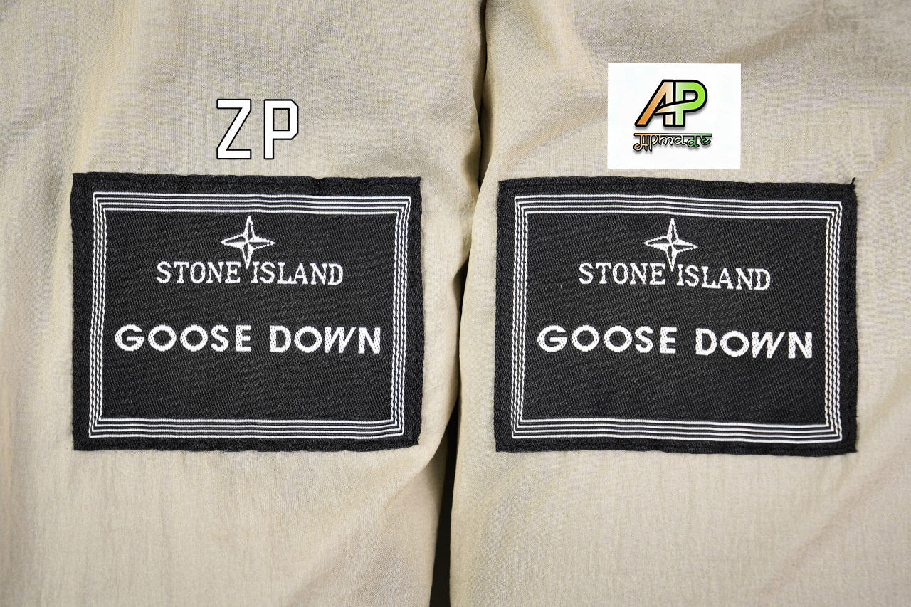 Stone Island Black Zipper Mesh Island Logo Hooded Down Jacket