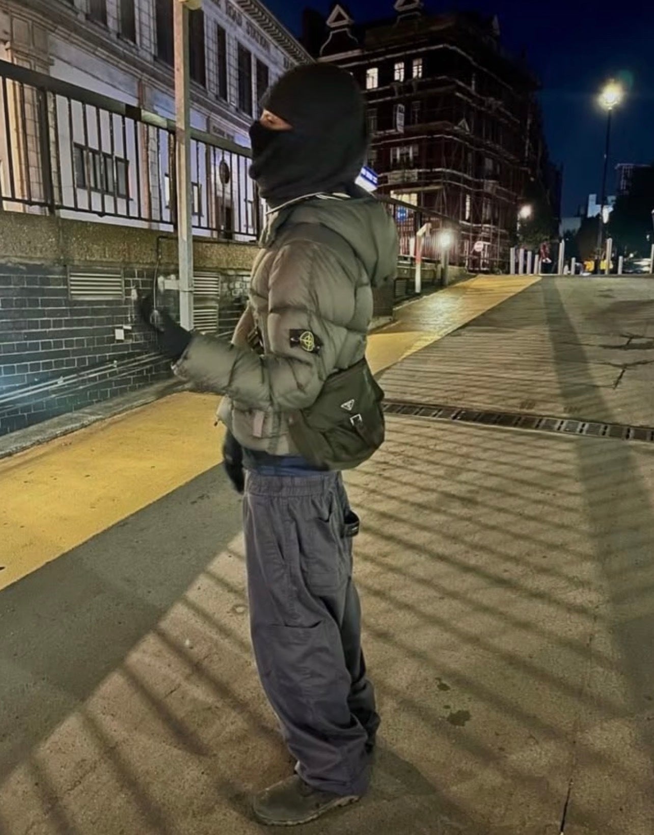 Stone Island Black Zipper Mesh Island Logo Hooded Down Jacket