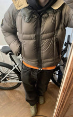 Stone Island Black Zipper Mesh Island Logo Hooded Down Jacket