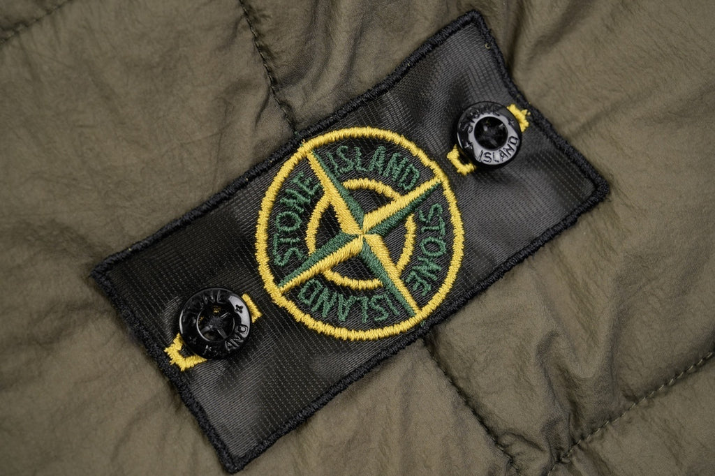 Stone Island Black Zipper Mesh Island Logo Hooded Down Jacket