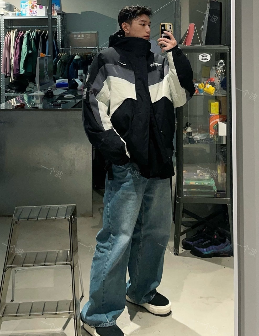 NOCTA Black and Gray Color-blocked Hooded Cotton Jacket