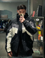 NOCTA Black and Gray Color-blocked Hooded Cotton Jacket