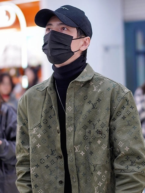 Louis Vuitton Lapel Collar All-over Print Workwear-style Jacket Shirt