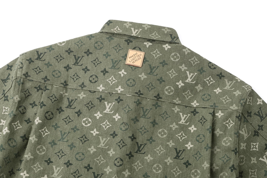 Louis Vuitton Lapel Collar All-over Print Workwear-style Jacket Shirt