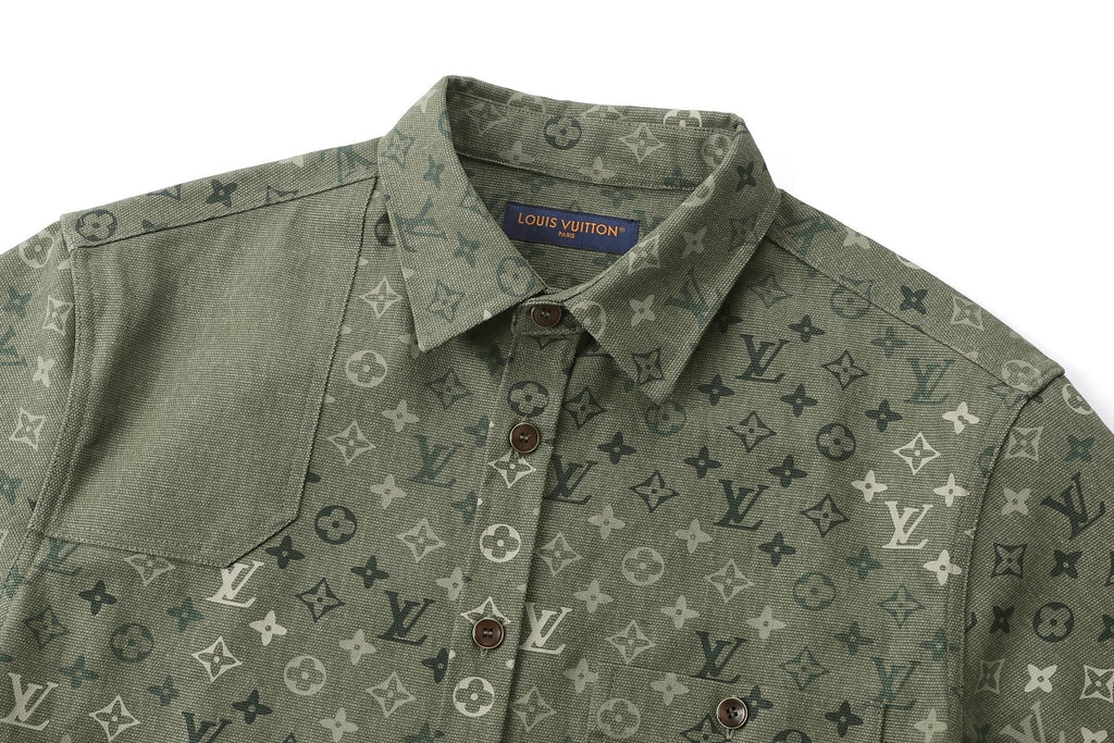 Louis Vuitton Lapel Collar All-over Print Workwear-style Jacket Shirt