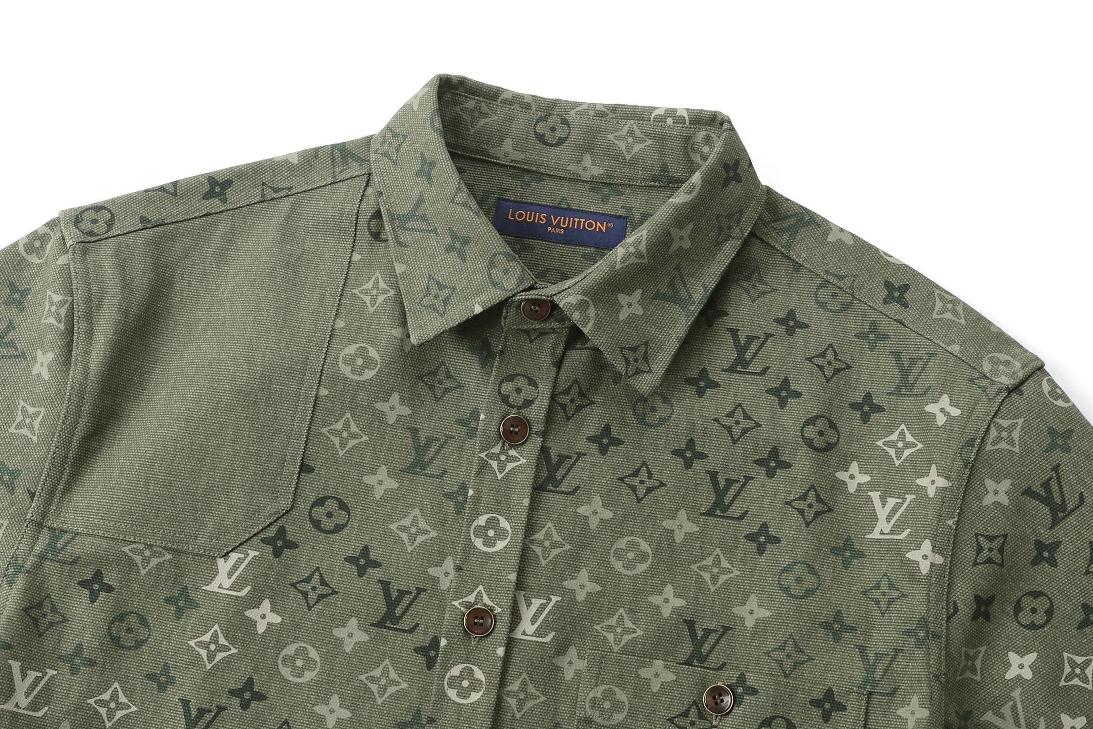 Louis Vuitton Lapel Collar All-over Print Workwear-style Jacket Shirt