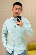 Louis Vuitton Logo Patch Striped Shirt