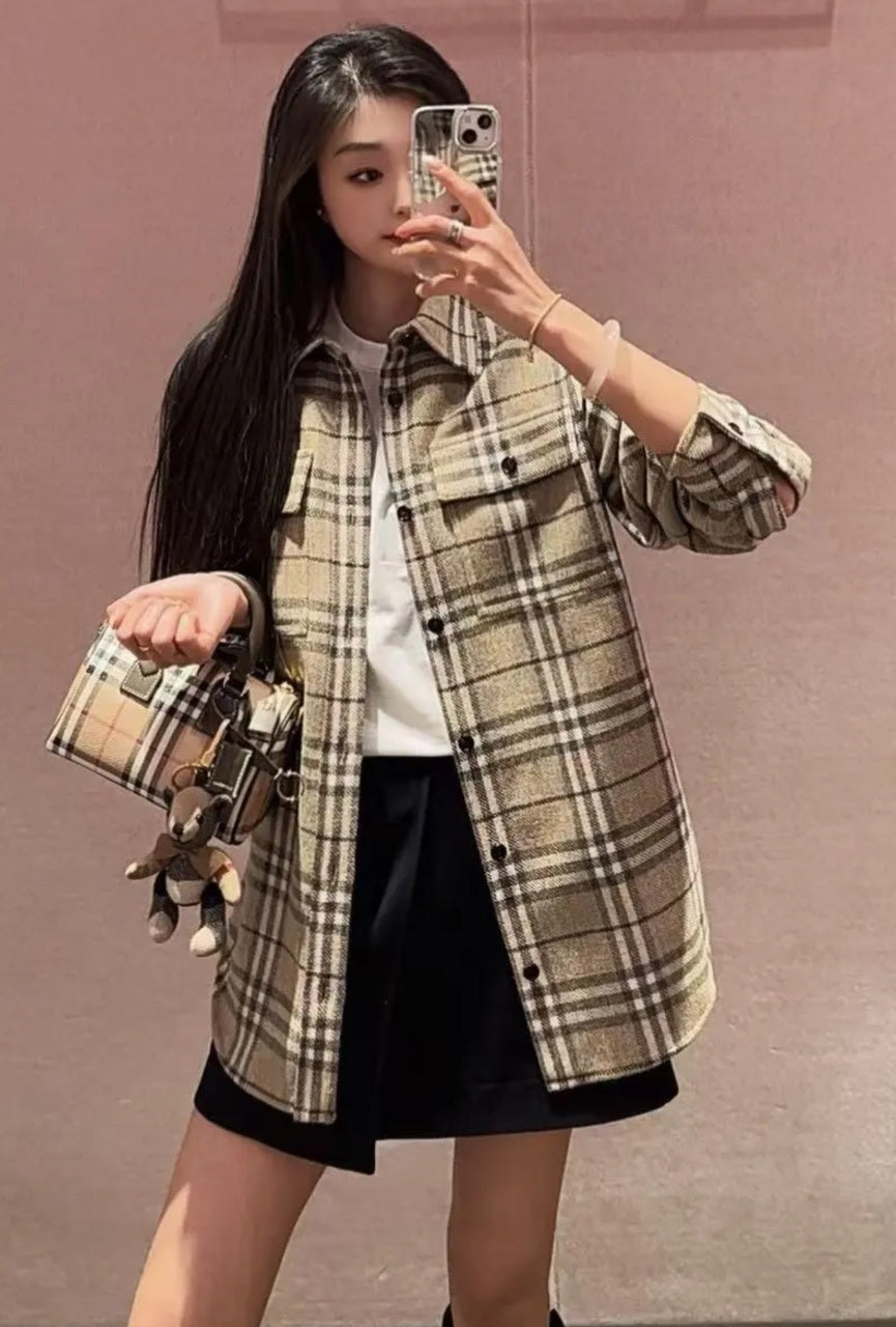 Burberry Wool Plaid Shirt Jacket