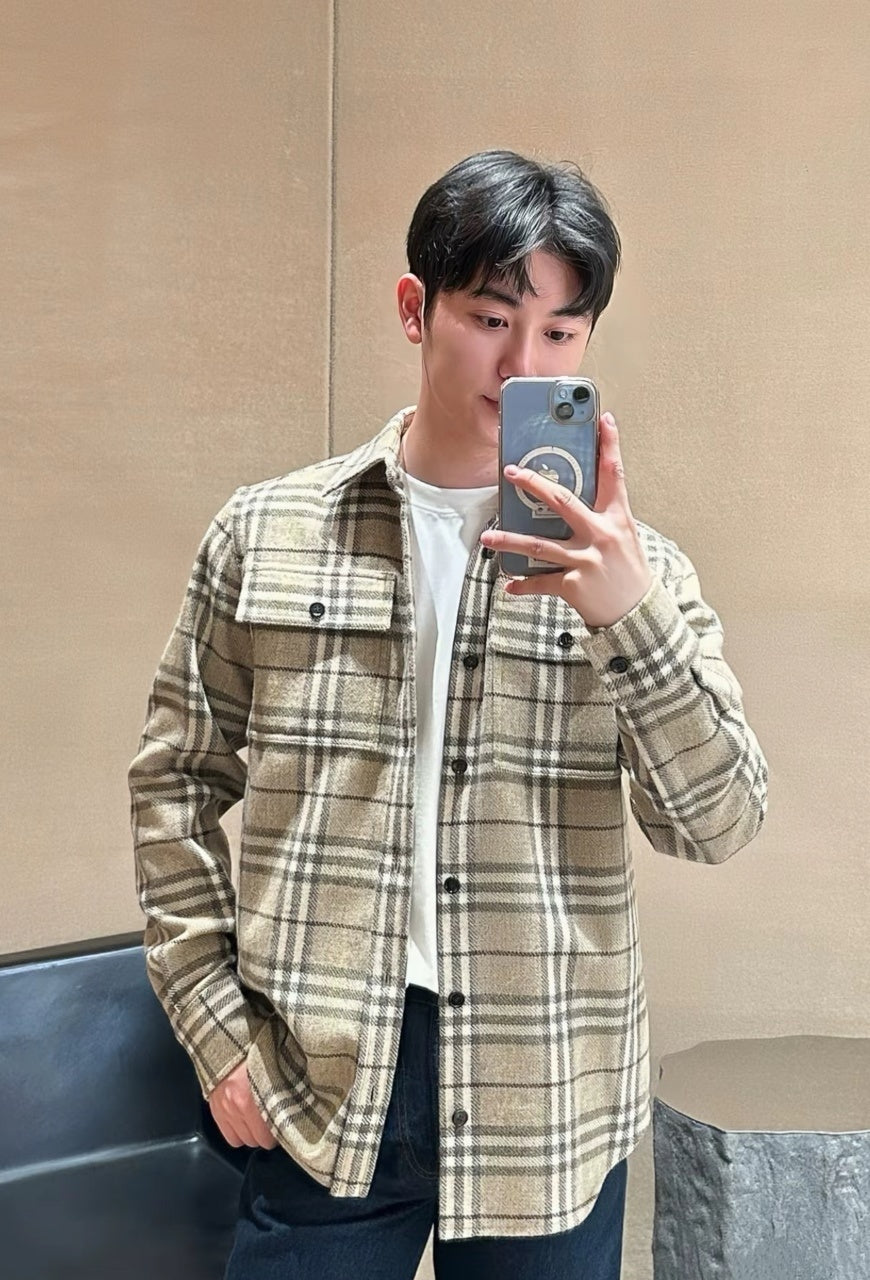 Burberry Wool Plaid Shirt Jacket