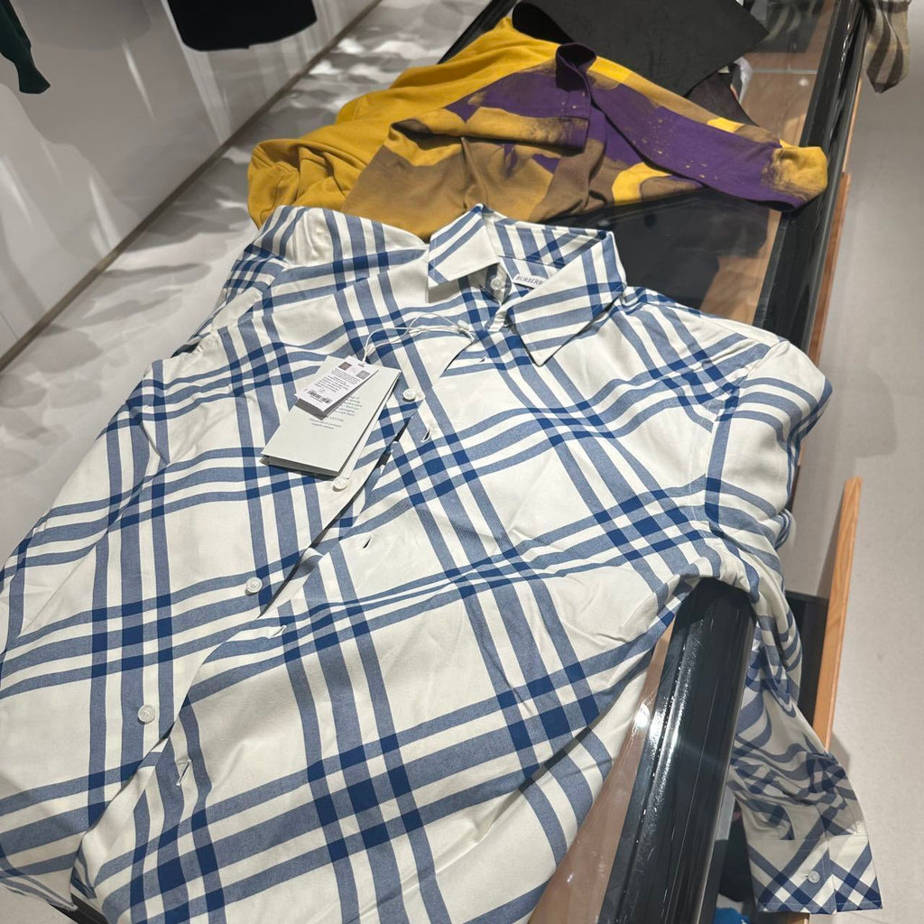 Burberry Blue and White Check Shirt