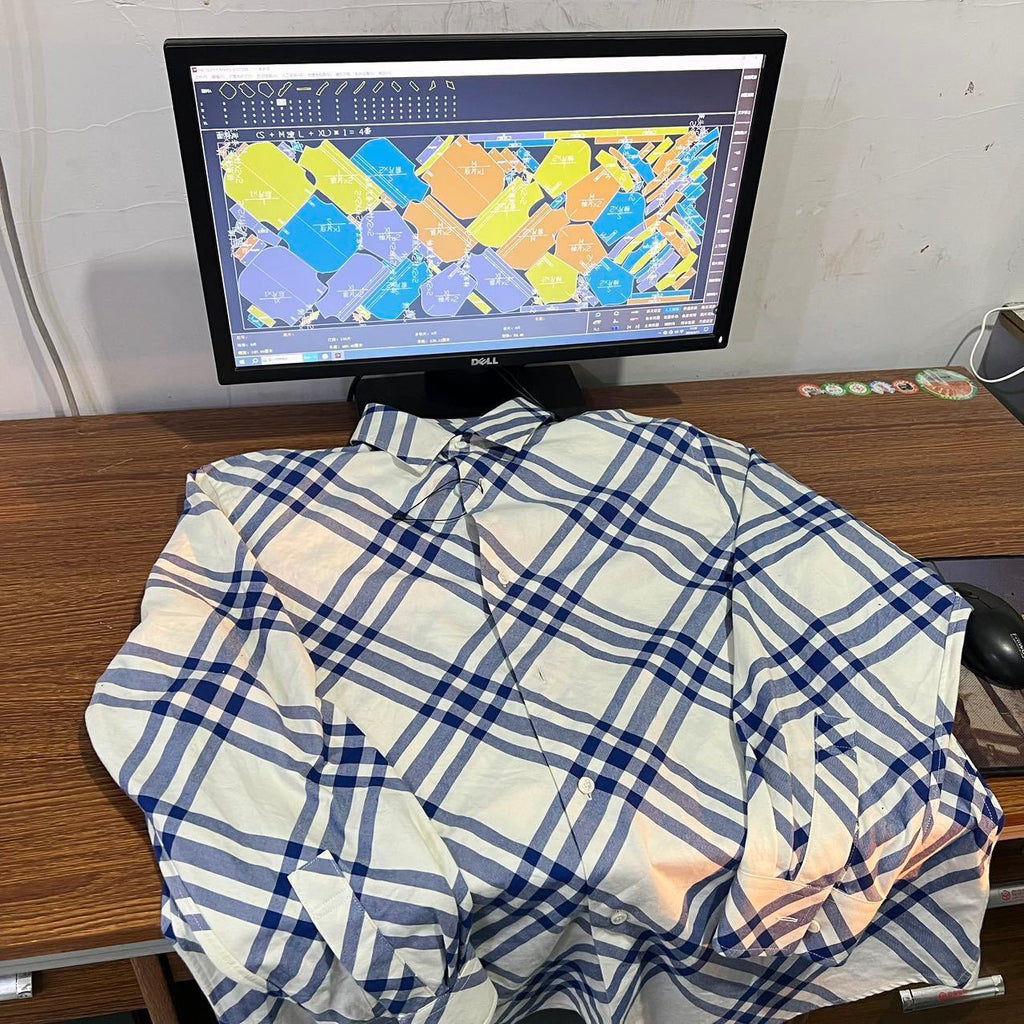Burberry Blue and White Check Shirt