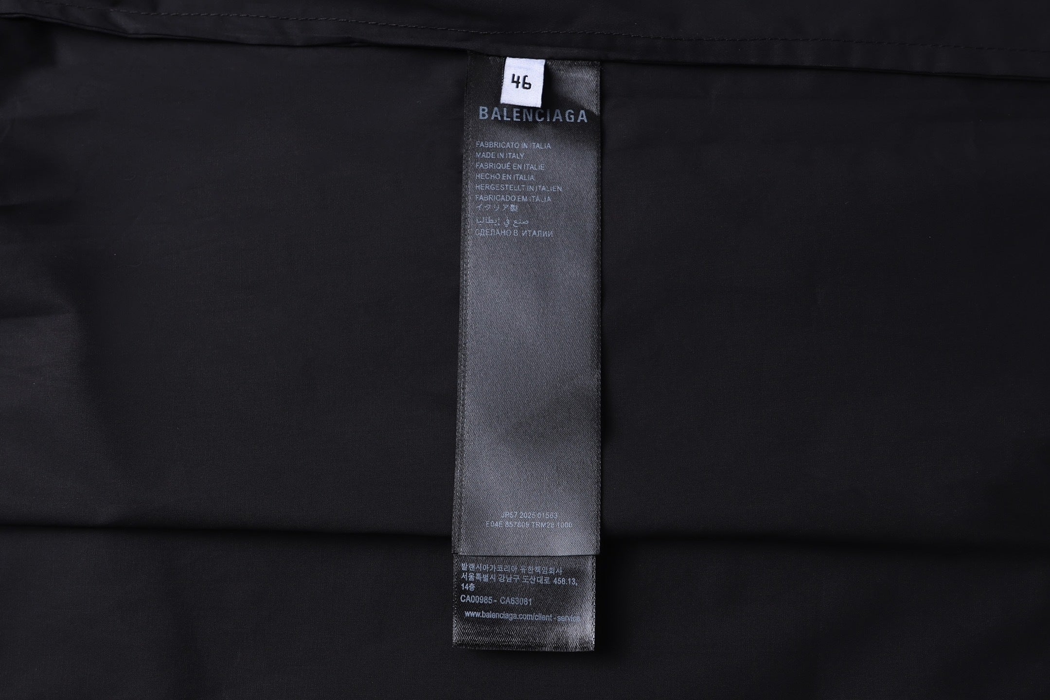 Balenciaga 26SS Solid Color Collared Long-Sleeve Shirt with Plastisol Print