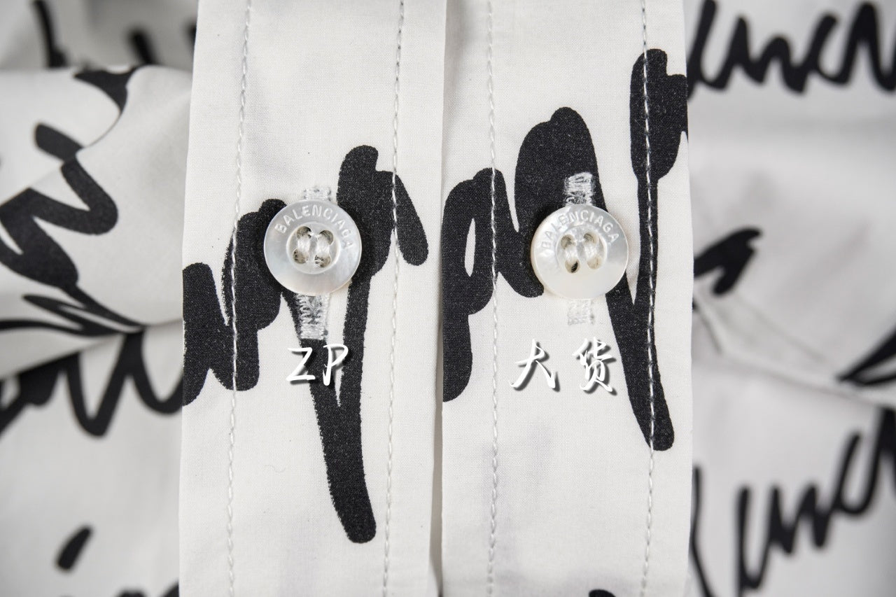 Balenciaga Signature Shirt Long Sleeve White