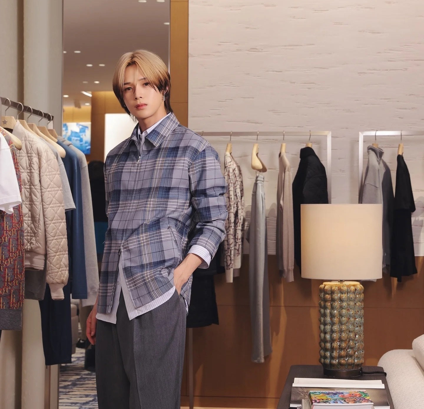 Dior 25SS Long-sleeved Checkered Zip-up Shirt