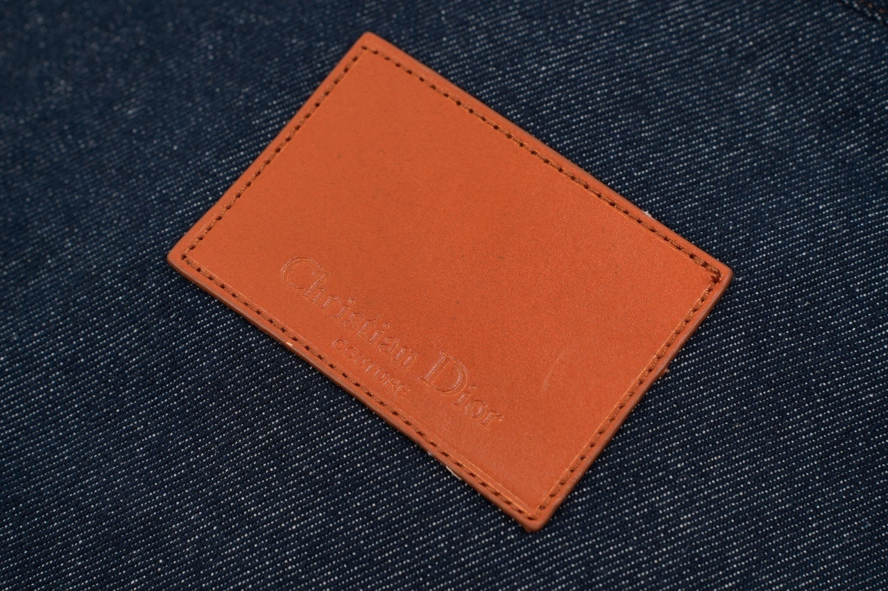 Dior Blue Twill Denim Shirt Jacket with Leather Label